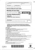 Pearson Edexcel Level 3 GCE 9FM0/4B  Further Mathematics  Advanced  PAPER 4B Further Statistics 2 June 2024