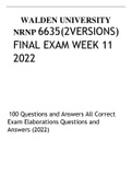 NRNP 6635(2VERSIONS) FINAL EXAM WEEK 11 ( 2022)