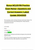 Bonus NCLEX RN Practice Exam Remar | Questions and Correct Answers | Latest Update 2024/2025