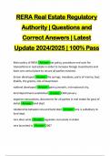 RERA Real Estate Regulatory Authority | Questions and Correct Answers | Latest Update 2024/2025 | 100% Pass