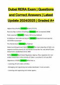 Dubai RERA Exam | Questions and Correct Answers | Latest Update 2024/2025 | Graded A+