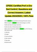 CPESC Certified Prof in Env Sed Control | Questions and Correct Answers | Latest Update 2024/2025 | 100% Pass