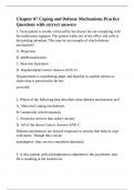 Chapter 07 Coping and Defense Mechanisms Practice Questions with correct answers