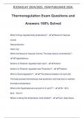 Thermoregulation Exam Questions and Answers 100% Solved