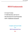 HESI Fundamentals Exam 2021 Complete and Latest Guide with 12 Latest Versions Verified Questions