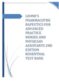 LEHNE’S PHARMACOTHERAPEUTICS FOR ADVANCED PRACTICE NURSES AND PHYSICIAN ASSISTANTS 2ND EDITION ROSENTHAL TEST BANK