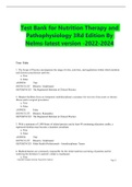 Test Bank for Nutrition Therapy and Pathophysiology 3Rd Edition By Nelms-latest version -2022-2024