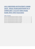 COC/CERTIFIED OUTPATIENT CODER 2020 - FINAL EXAM QUESTIONS W/O CODES (SET 1-6) (533 Q&A) Study Guide 2022-2023 Guarantee