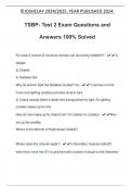 TSBP- Test 2 Exam Questions and Answers 100% Solved