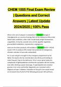 CHEM 1005 Final Exam Review | Questions and Correct Answers | Latest Update 2024/2025 | 100% Pass