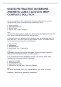 NCLEX-PN PRACTICE QUESTIONS ANSWERS LATEST 2022/2023 WITH COMPLETE SOLUTION