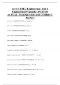 Level 3 BTEC Engineering - Unit 1  Engineering Principals UPDATED  ACTUAL Exam Questions and CORRECT  Answers