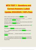 MTS TEST 1 Questions and Correct Answers | Latest Update 2024/2025 | 100% Pass