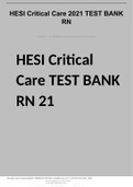 HESI Critical Care 2021 TEST BANKRN