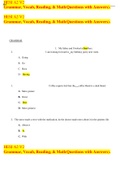 HESI A2 V2 Grammar, Vocab, Reading, & MathQuestions with Answers)