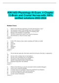 KIN1A03-Physiology-III-Exam_4-Chapter 13-Brain and Cranial Nerves-with 100% verified solutions-2022-2024