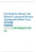 Test Bank for Hamric and Hanson’s Advanced Practice Nursing An Integrative Approach 6th Edition  by Mary Fran Tracy, Eileen T. O'Grady  All Chapters 1-24 A+