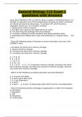 General Biology 115 Exam 1 questions with Answers