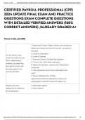 CERTIFIED PAYROLL PROFESSIONAL (CPP) 2024 UPDATE FINAL EXAM AND PRACTICE QUESTIONS EXAM COMPLETE QUESTIONS WITH DETAILED VERIFIED ANSWERS (100% CORRECT ANSWERS) /ALREADY GRADED A+