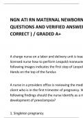 NGN ATI RN MATERNAL NEWBORN QUESTIONS AND VERIFIED ANSWERS (100% CORRECT ) / GRADED A+