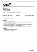 AQA 2024 A Level Politics Paper 1 & 2 with Mark schemes