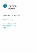 2024 EDEXCEL A-LEVEL GEOGRAPHY PAPER 1 MARK SCHEME