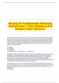 Nursing 101 Fundamentals Of Nursing Practice Exam 1, Part 2 Questions And Answers Latest Top Score.