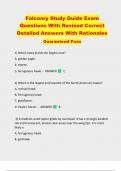 Falconry Study Guide Exam  Questions With Revised Correct  Detailed Answers With Rationales  Guaranteed Pass 