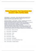 Police Dispatcher Test Questions And Answers 100% Verified 2024.