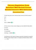 Falconry Regulations Exam  Questions With Revised Correct  Detailed Answers With Rationales  Guaranteed Pass 