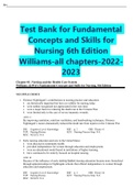 Test Bank for FundamentalConcepts and Skills forNursing 6th EditionWilliams-all chapters-2022-2023