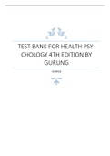 Test Bank for Health Psychology 4th Edition by Gurung