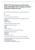 WGU C173 Pre-Assessment Practice Exam 2022/2023 with complete solution;(Already verified for you)