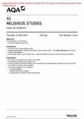 Actual 2024 AQA AS RELIGIOUS STUDIES 7061/2A Paper 2A Buddhism Question Paper + Mark Scheme