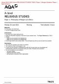 Actual 2024 AQA A-level RELIGIOUS STUDIES 7062/1 Paper 1 Merged Question Paper + Mark Scheme