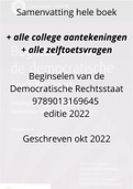 Samenvatting beginselen van de democratische rechtsstaat - Editie 2022 - Alle zelftoetsvragen + antwoorden