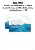 Test Bank For Brunner & Suddarth's Textbook of Medical Surgical Nursing, 15th Edition By Hinkle,  Consists of 73 Complete Chapters, ISBN: 978-1975161033