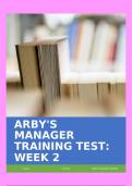 ARBY'S MANAGER TRAINING TEST: WEEK 2