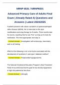 NRNP 6531 / NRNP6531 Exam | Advanced Primary Care of Adults Final Exam | Already Rated A| Questions and Answers | Latest 2024/2025