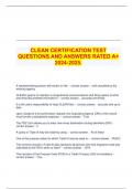 CLEAN CERTIFICATION TEST QUESTIONS AND ANSWERS RATED A+ 2024-2025.