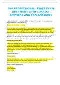 FNP PROFESSIONAL ISSUES EXAM QUESTIONS WITH CORRECT ANSWERS AND EXPLANATIONS