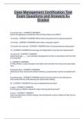 Case Management Certification Test  Exam Questions and Answers A+  Graded