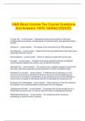   H&R Block Income Tax Course Questions And Answers 100% Verified 2024/25.