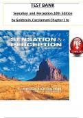 TEST BANK FOR SENSATION AND PERCEPTION 10TH EDITION BY E. BRUCE GOLDSTEIN| REVISED 100% CORRECT ANSWERS (INCLUDES ESSAY QUESTIONS)