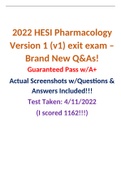 2022 HESI Pharmacology (Pharm) Exam Version 1 (V1) BRAND NEW Q&As Guaranteed Pass w A+ Actual Screenshots Included. VERIFIED