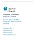 Pearson Edexcel GCSE in Geography, Specification A 1GA0 paper 03 Set 1