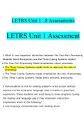 LETRS Unit 1 - 8 Assessment.docx Questions With Correct Answers 100% Verified