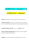 LETRS Unit 1 - Session 1 - 8.docx Questions With Correct Answers 100% Verified
