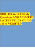 BIBL 410 Week 8 Study Questions AND ANSWERS LATEST STUDY GUIDE 100% VERIFIED