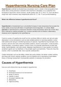 Summary Nursing assignment - hyperthermia nursing care plan